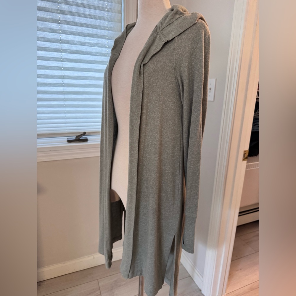 Harmony Athleta Hooded Cardigan in Light Sage